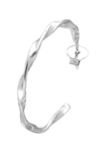 pendientes de plata aros de chanela rizada 35 milimetros vista oblicua