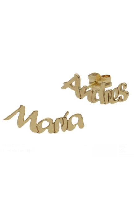 Pendiente oro 18 kilates con nombre personalizado 287_P1336
