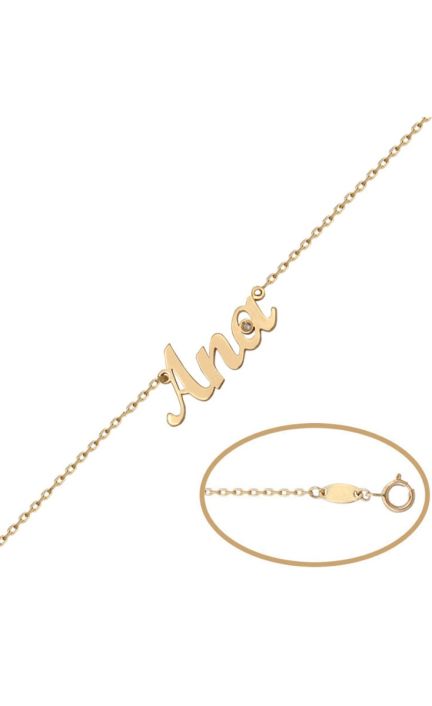 Pulsera personalizada en oro nombre y diamante 287_PU45