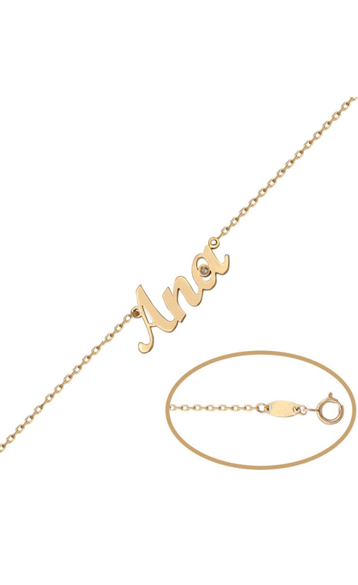 Pulsera personalizada en oro nombre y diamante 287_PU45