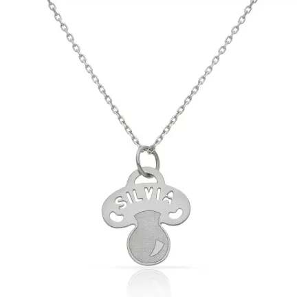Colgante personalizado oro blanco 18 Ktes, chupete nombre calado 287_G723