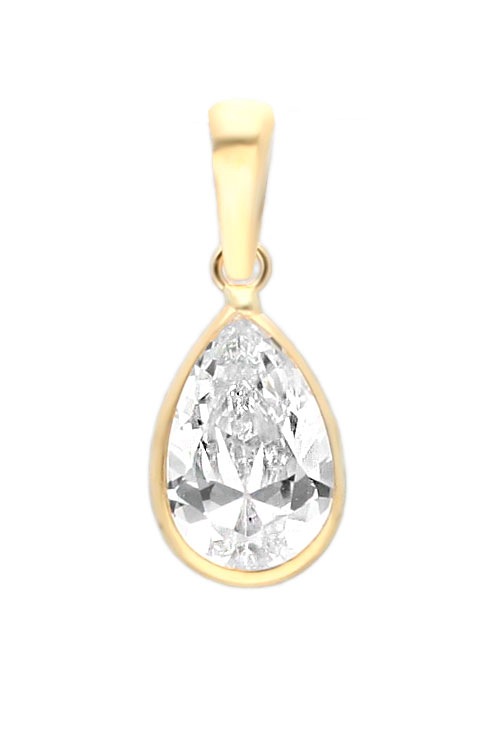colgante oro amarillo 18k con circonita talla pera 002_8937CG vista frontal
