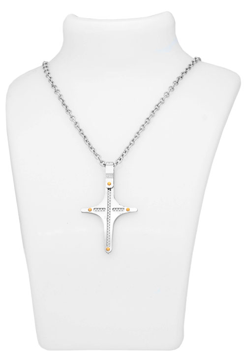 Gargantilla acero motivo Cruz 088_015357-9 gargantilla de acero motivo cruz foto en peto 088_015357-9_02