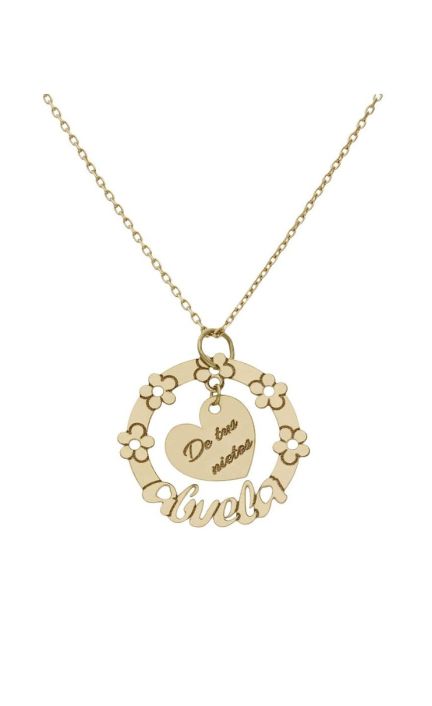 Gargantilla personalizada abuela oro 18 Ktes corazón y orla flores 287_G1000
