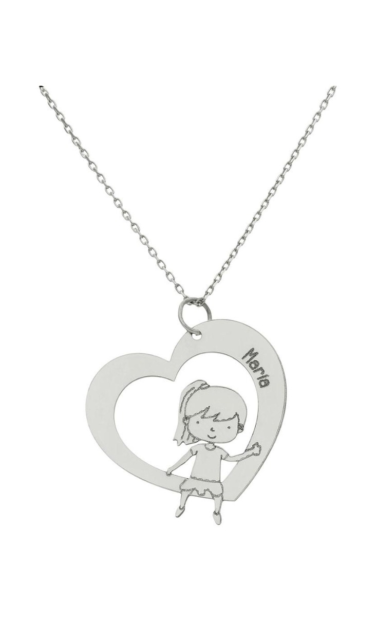 Gargantilla personalizada de oro blanco 18 Ktes, corazón niña 287_G1023