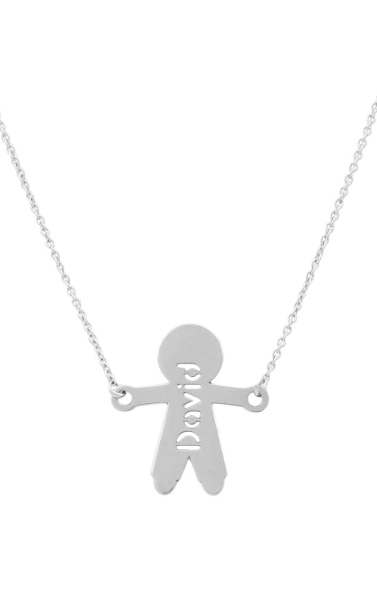 Gargantilla personalizada de oro blanco, silueta de niño 287_G726