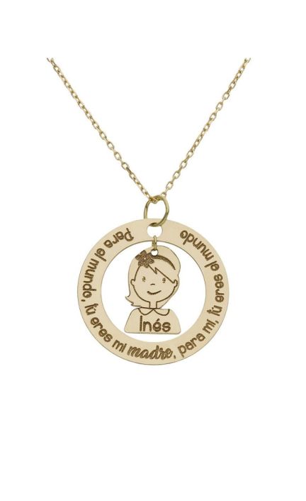 Gargantilla personalizada de oro con niña frase 287_G1005
