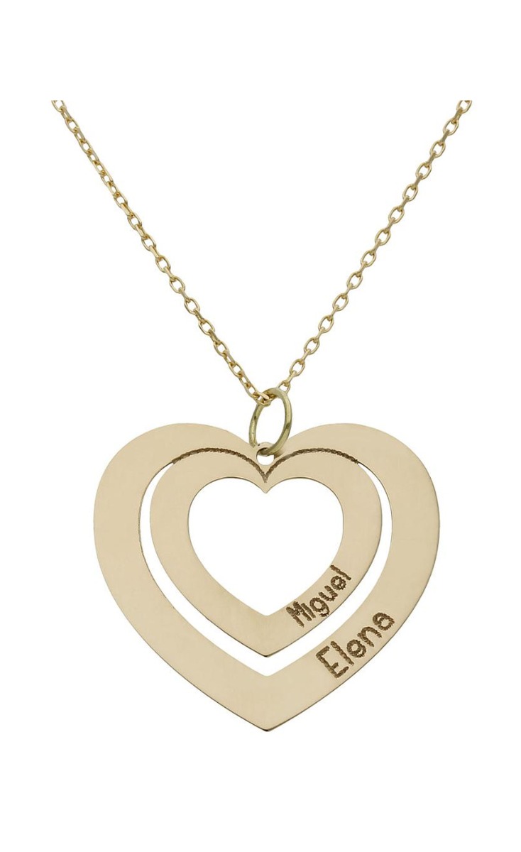 Gargantilla personalizada de oro corazón dentro de corazón 287_G980