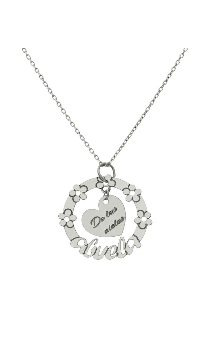 Gargantilla personalizada abuela oro blanco 18 Ktes corazón y orla flores 287_G1026 Gargantilla personalizada oro blanco corazones en orla 287_G984