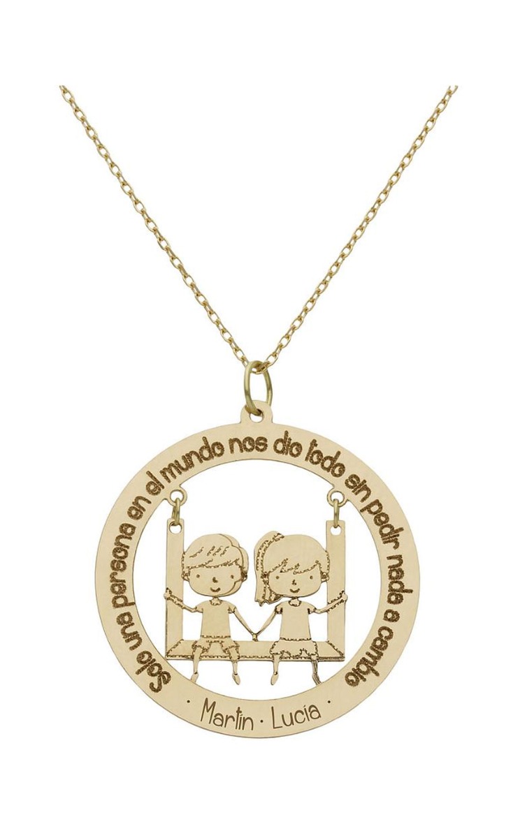 Gargantilla personalizada en oro con dos niños frase 287_G993