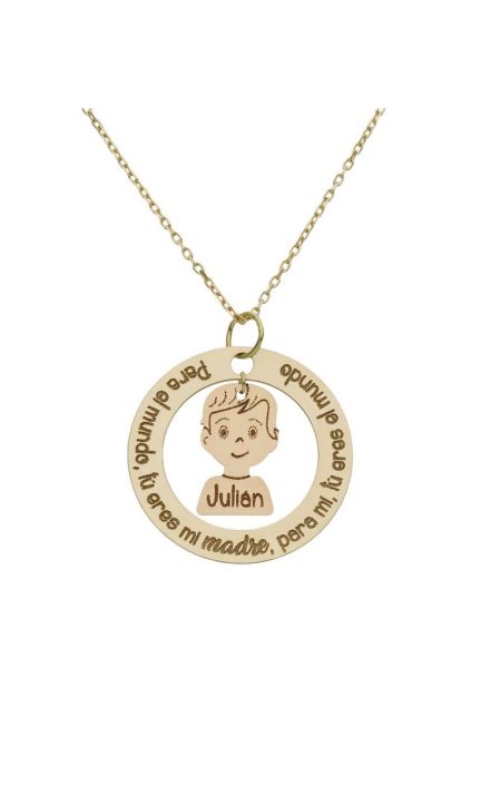 Gargantilla personalizada en oro con niño frase 287_G1004
