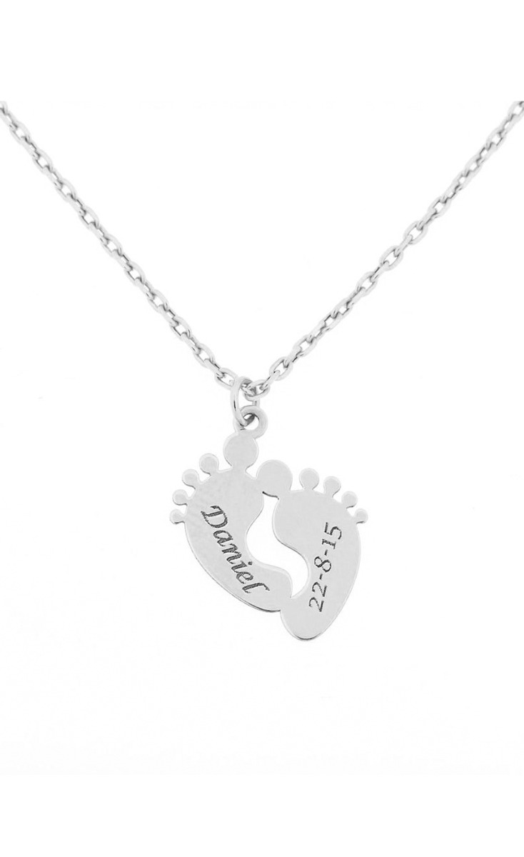 Gargantilla personalizada oro blanco pies bebé niño 287_G243 Colgante personalizado oro blanco 18 Ktes, pies bebé niño 287_G722