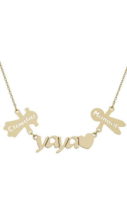 Gargantilla personalizada oro Yaya con nombres en siluetas 287_G1014
