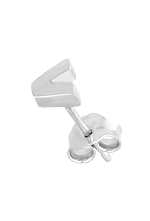 Medio par de pendiente plata inicial V 266_018416-1-1-V medio par plata letra V foto presion 266_018416-1-1-V_01