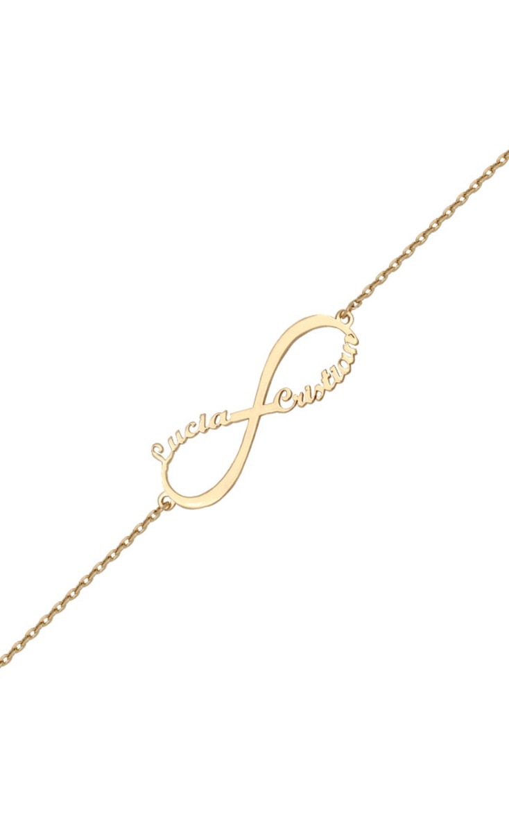 Pulsera personalizada infinito con nombres en oro 18 kts 287_PU1180
