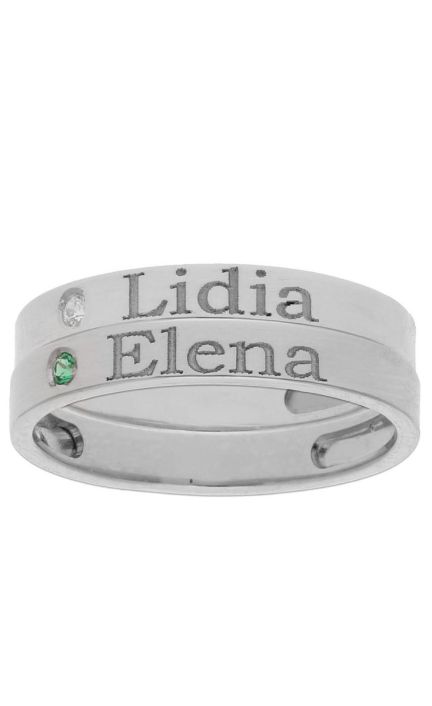 Anillo personalizado doble en oro blanco con piedras a elegir 287_S1166