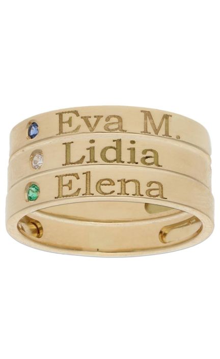 Anillo personalizado triple de oro con piedras a elegir 287_S1162