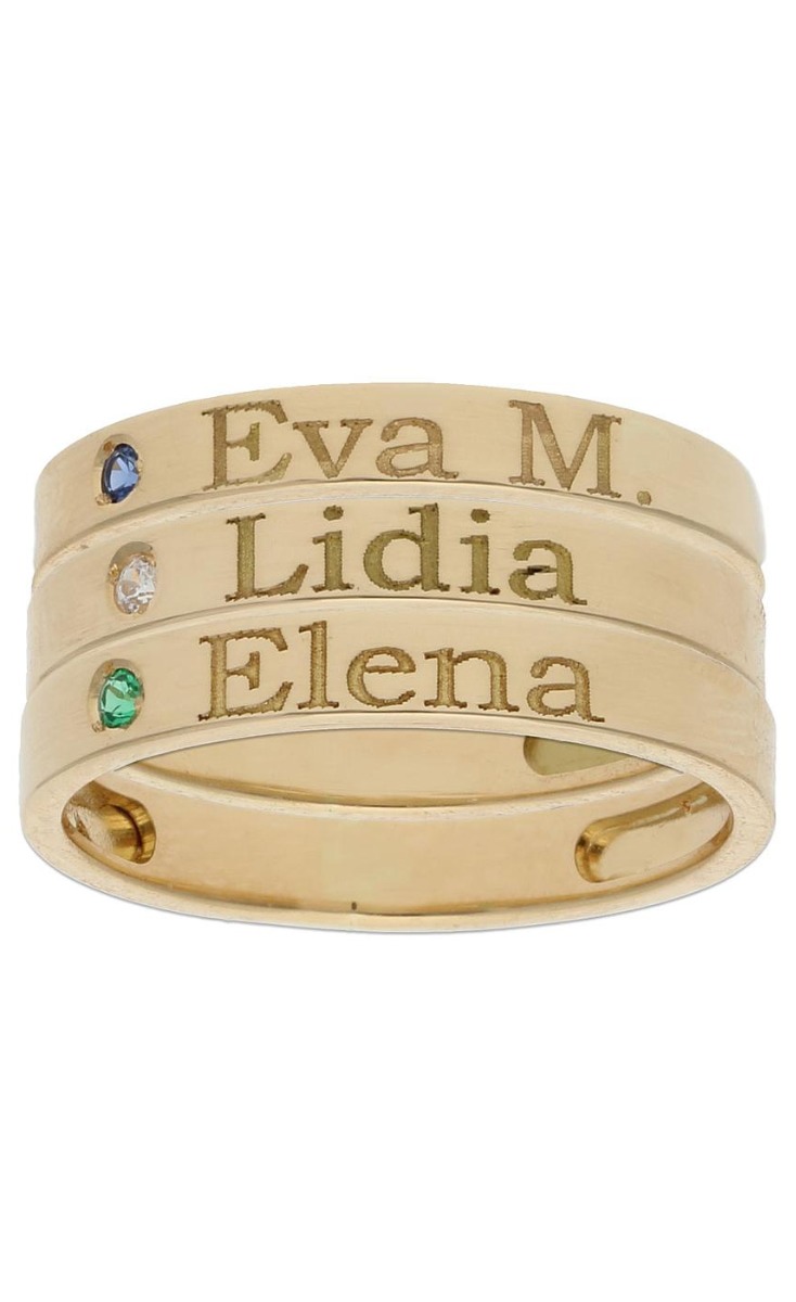 Anillo personalizado triple de oro con piedras a elegir 287_S1162