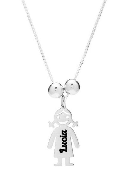 Gargantilla personalizada de plata, silueta niña con nombre 303_CO2568