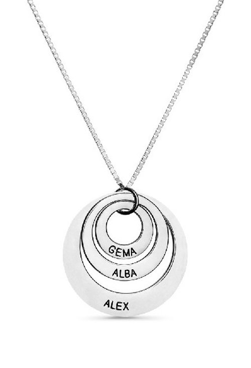 Gargantilla personalizada de plata. 3 círculos con nombre 303_CO2560 Gargantilla personalizada de plata, 3 círculos con nombre 303_CO2560