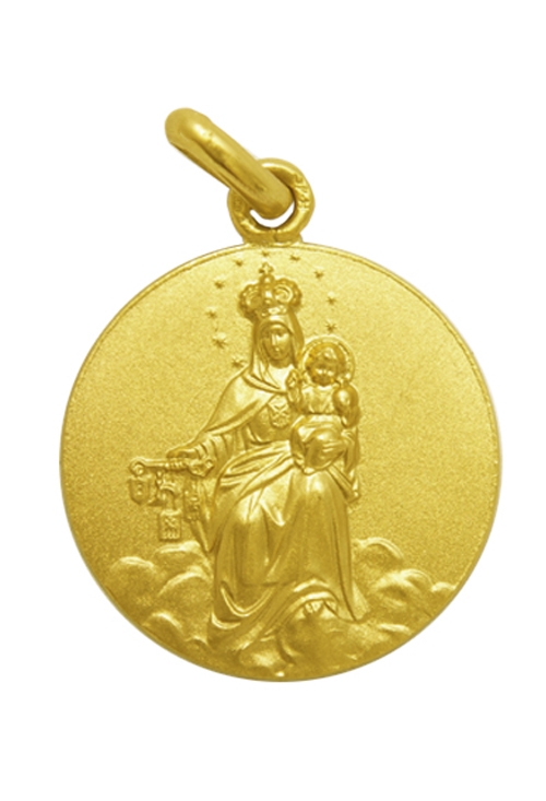 Medalla de oro 18 Ktes de la Virgen de la Merced 20 mm 268_M1-1-45-201-20