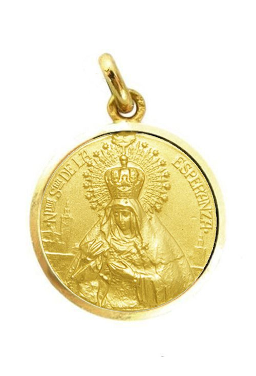Medalla de oro de Nuestra Señora Esperanza Macarena Bisel lapidado 22 mm 268_M1-1-50-22L