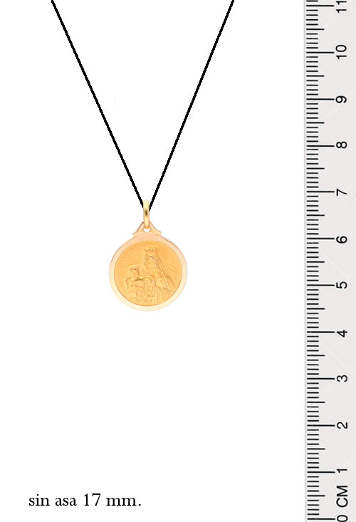 medalla escapulario sdo corazon virgen del carmen oro 18k foto con medidas