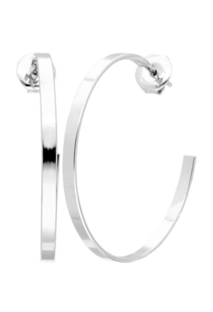 pendientes de aro plata de ley chanela plana foto para parrilla