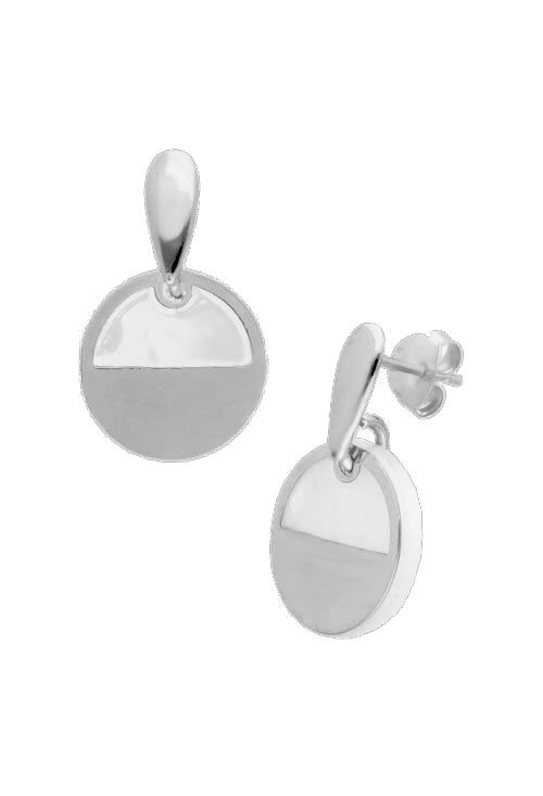 Pendientes largos circulo plata y nácar pendientes largos de plata y nacar fotografia lateral