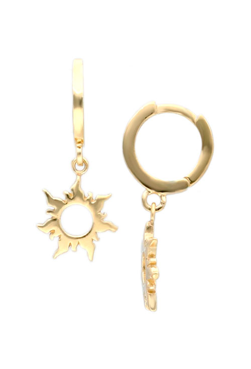 Pendientes largos plata chapada forma solar colgando de aro pendientes largos motivo sol plata de ley toma principal para parrilla web