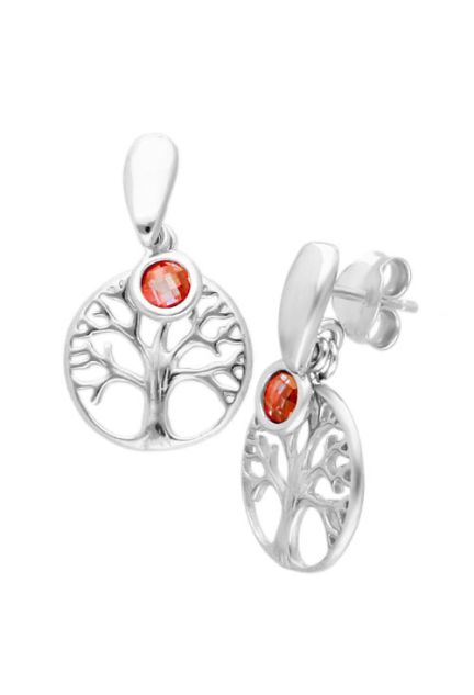 pendientes plata arbol de la vida con cuarzo naranja foto toma lateral con sistema de presion