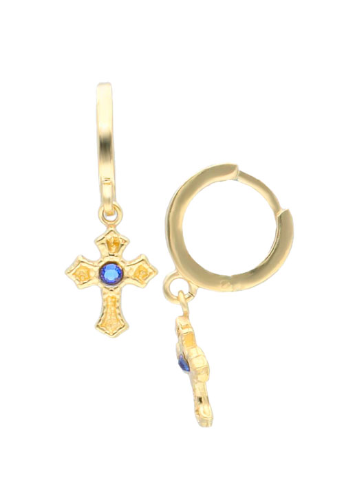 Pendientes plata chapada cruz piedra azul colgando de criolla pendientes largos plata chapada tema punk con cruz latina gotica, toma principal para web