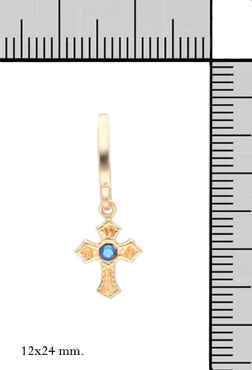 Pendientes plata chapada cruz piedra azul colgando de criolla pendientes largos plata chapada tema punk con cruz latina gotica, toma con medidas