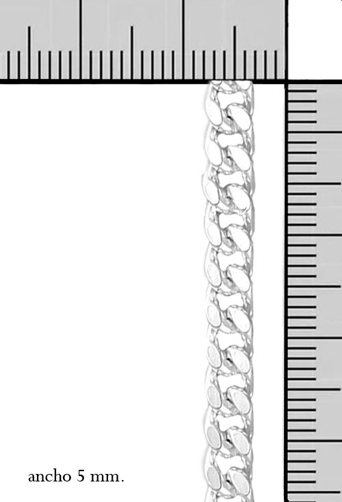 Cadena plata de ley modelo barbado 127_AG-BNL150-60 collar macizo de plata eslabones barbados fotografia con las medidas