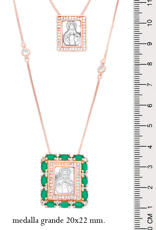 Medalla de plata chapada escapulario 2 medallas Medalla de plata chapada escapulario 2 medallas foto para web vista con medidas