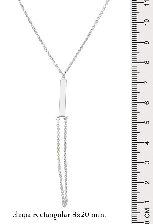 Gargantilla de plata motivo chapa rectangular gargantilla de plata foto para web con medidas