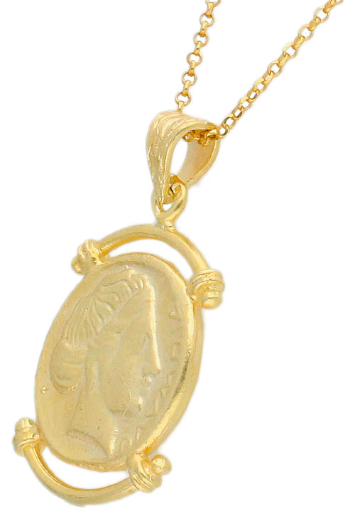 gargantilla de plata chapada en oro motivo moneda foto aumentada para web