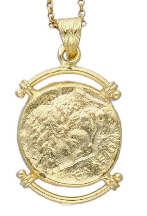 gargantilla de plata chapada en oro motivo moneda foto detalle reverso