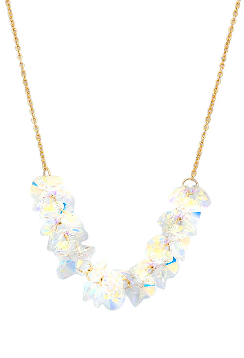 Gargantilla cadena de plata chapada con centro de cristales checos gargantilla plata chapada trebol con circonita foto frontal