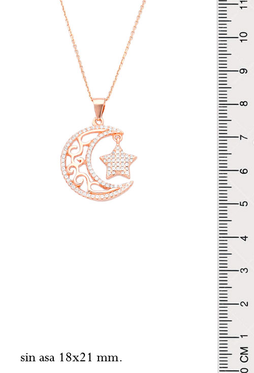 gargantilla plata chapada en rosa luna y estrella foto con medidas para parrilla web joyeria online