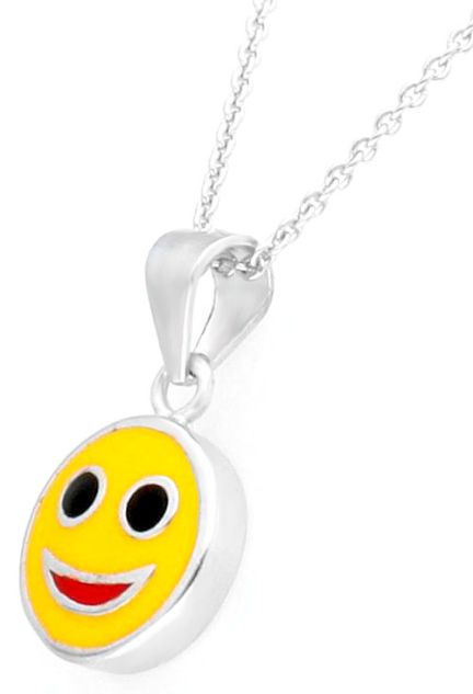 gargantilla plata motivo emoticono esmaltado foto detalle lateral para parrilla web