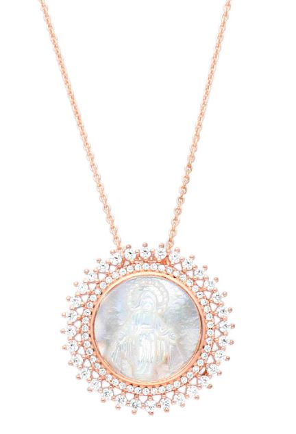 medalla nacar doble orla de circonitas foto para joyeria online toma de frente