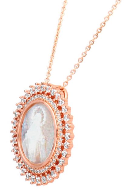 medalla nacar doble orla de circonitas foto para joyeria online toma lateral