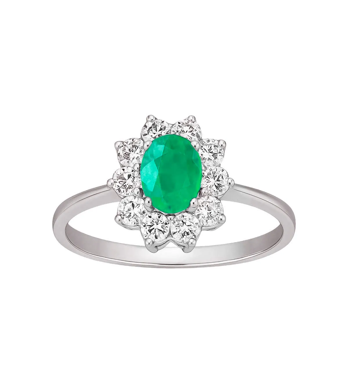 Anillo de oro blanco con esmeralda fina y circonitas 002_4468B-S-E