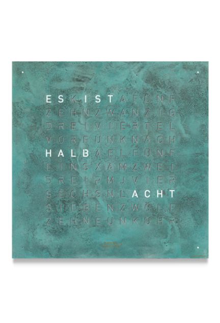 Qlocktwo Vintage Copper reloj de pared letras frontal