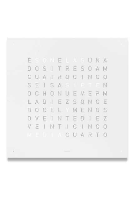 Qlocktwo Stainless Steel White Pepper reloj de pared letras