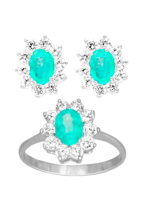 conjunto anillo y sortija oro blanco 18k esmeraldas foto principal para tienda joyeria online