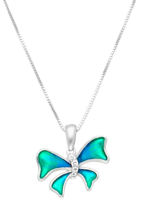 gargantilla plata esmalte verde degradado y circonitas foto frontal