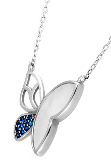 gargantilla plata mariposa nacar fotografia lateral para parrilla web de joyeria online