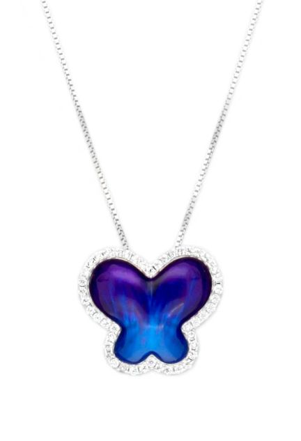 fotografia principal para joyeria online gargantilla plata motivo mariposa esmaltada en azul